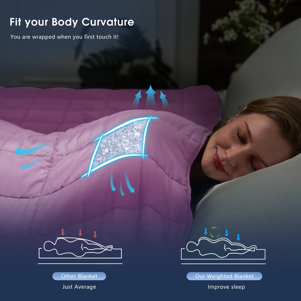 Weighted Blanket for Adult (20Lbs 60"X80" Queen Size Grey & Pink) ,Cooling Breathable Heavy Blanket