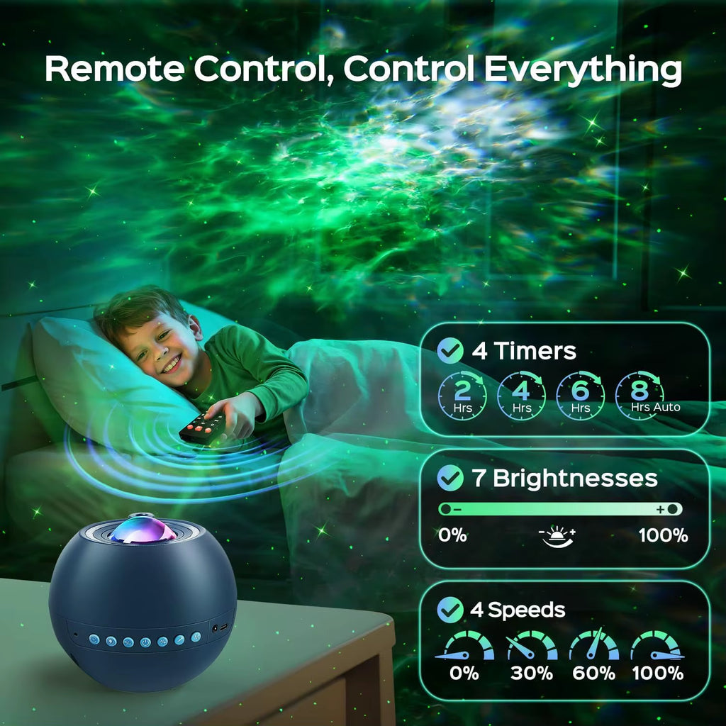 Galaxy Night Light Projector with Bluetooth Speaker, White Noise Machine for Kids Bedroom Decor