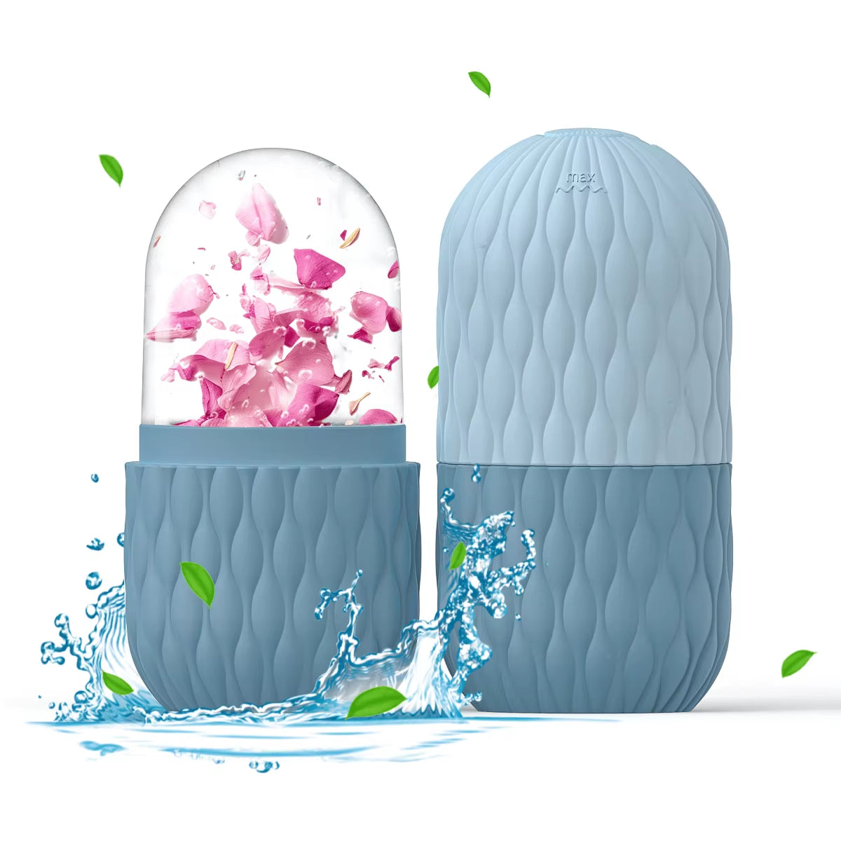 1/3Pcs Ice Face Roller Facial Skincare Ice Roller Stainless Steel Facial Roller Gua Sha Tool Reusable Silicone Ice Facial Roller