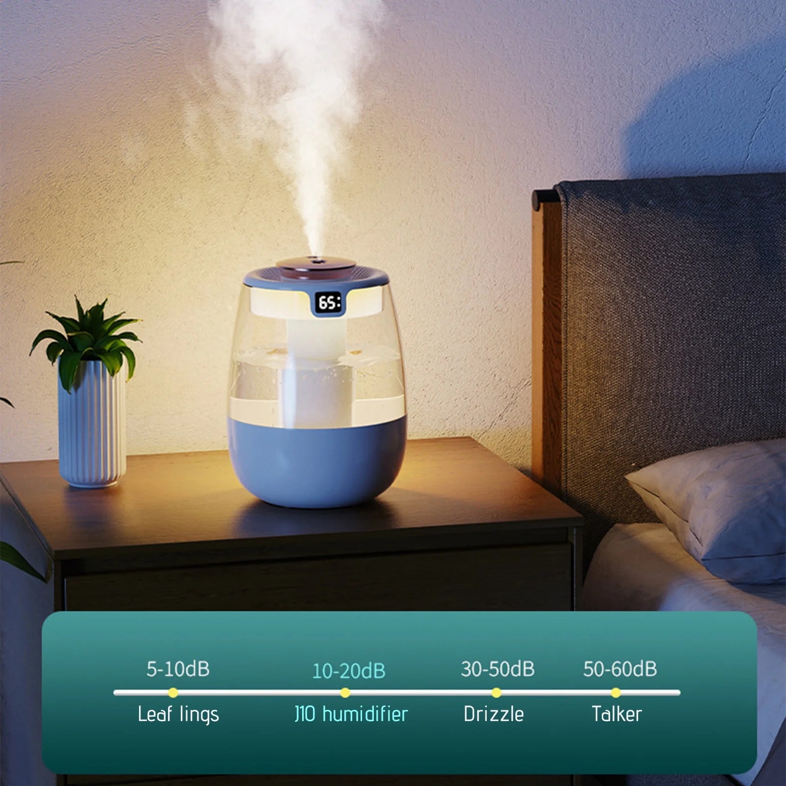 Air Purifier and Humidifier Combo, USB Humidifier with Humidity Display, Quiet Cool Mist Humidifier for Bedroom and Office Plants, Easy to Clean