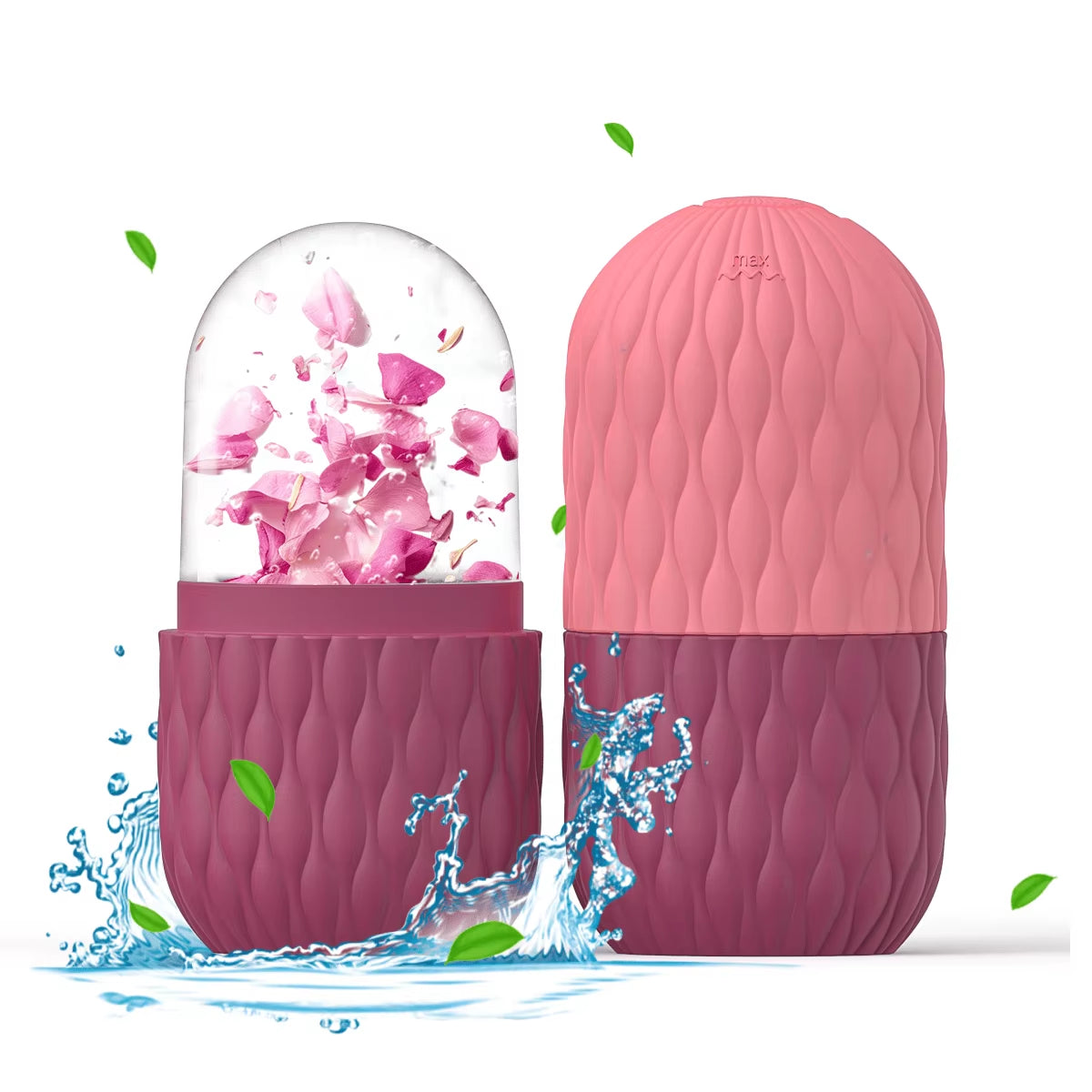 1/3Pcs Ice Face Roller Facial Skincare Ice Roller Stainless Steel Facial Roller Gua Sha Tool Reusable Silicone Ice Facial Roller