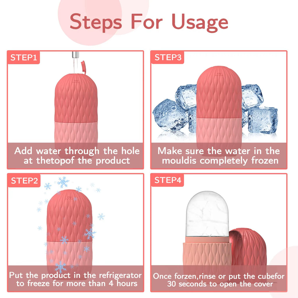 1/3Pcs Ice Face Roller Facial Skincare Ice Roller Stainless Steel Facial Roller Gua Sha Tool Reusable Silicone Ice Facial Roller