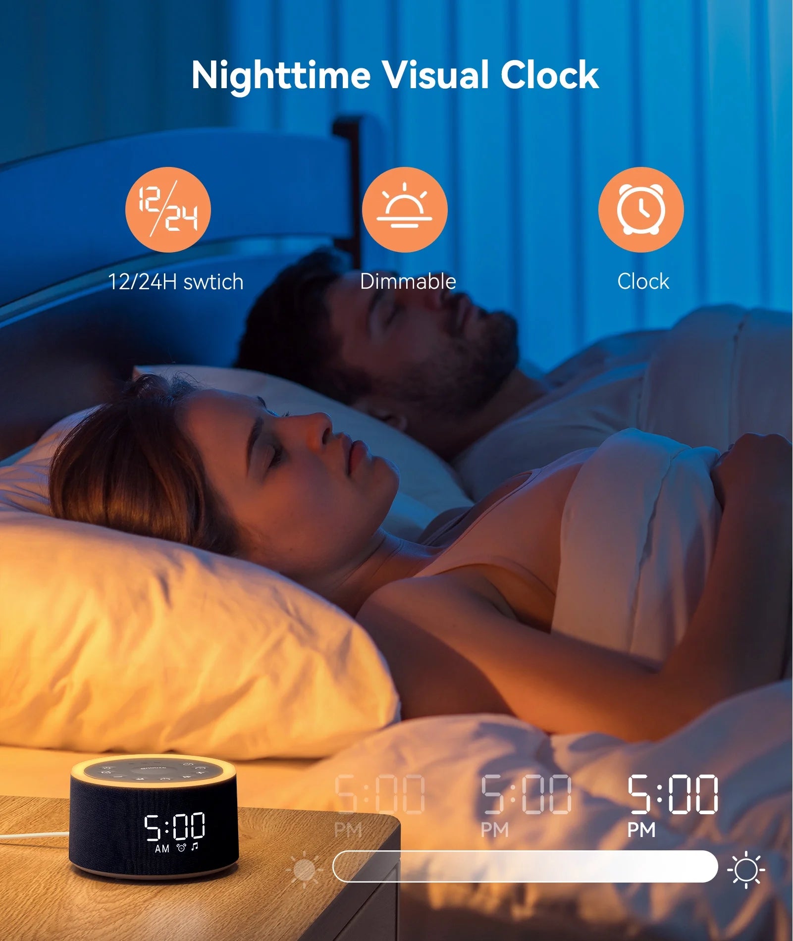 Sound Machine for Adults Sleep, White Noise Sound Machine with 29 Soothing Sounds, Night Light,Blue