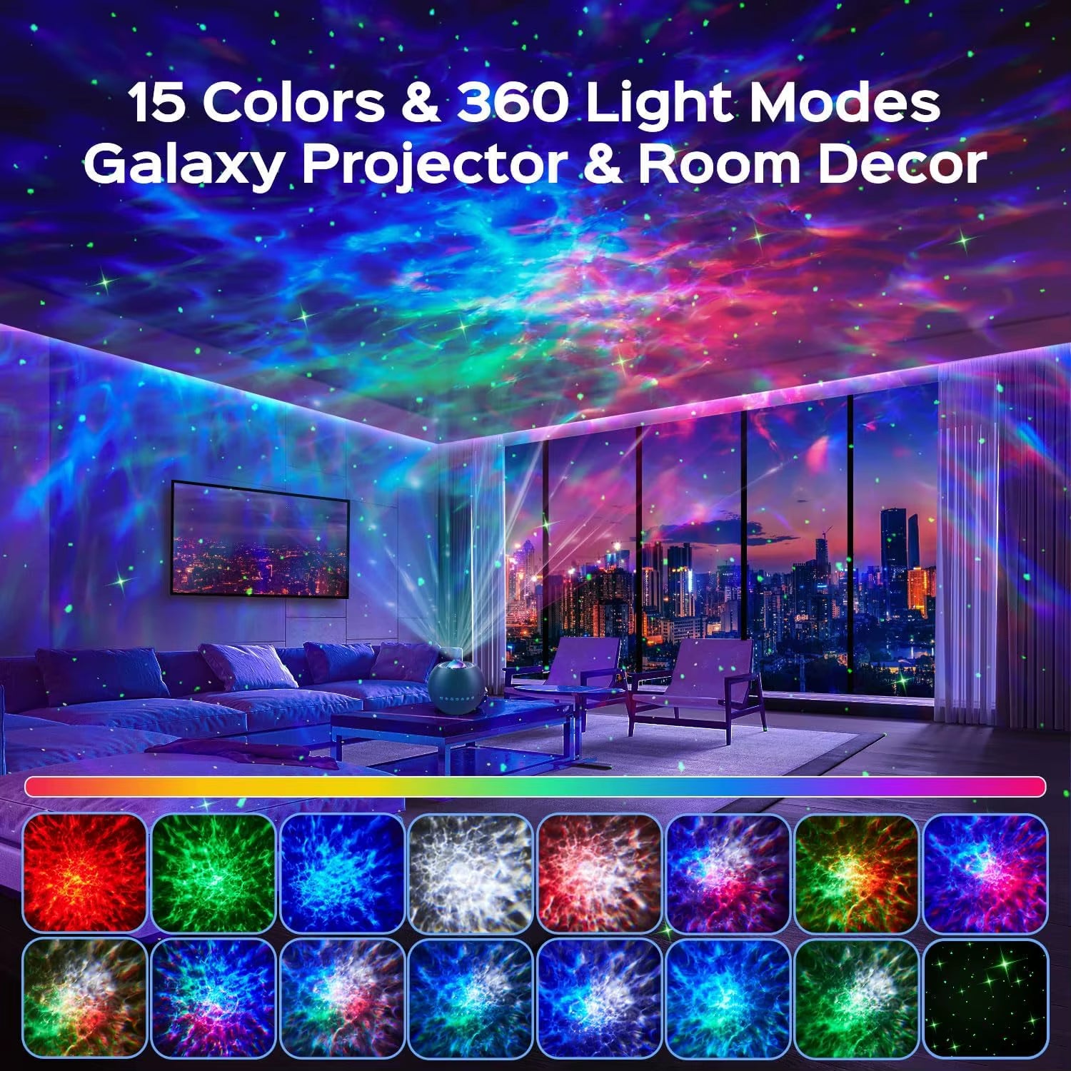 Galaxy Night Light Projector with Bluetooth Speaker, White Noise Machine for Kids Bedroom Decor