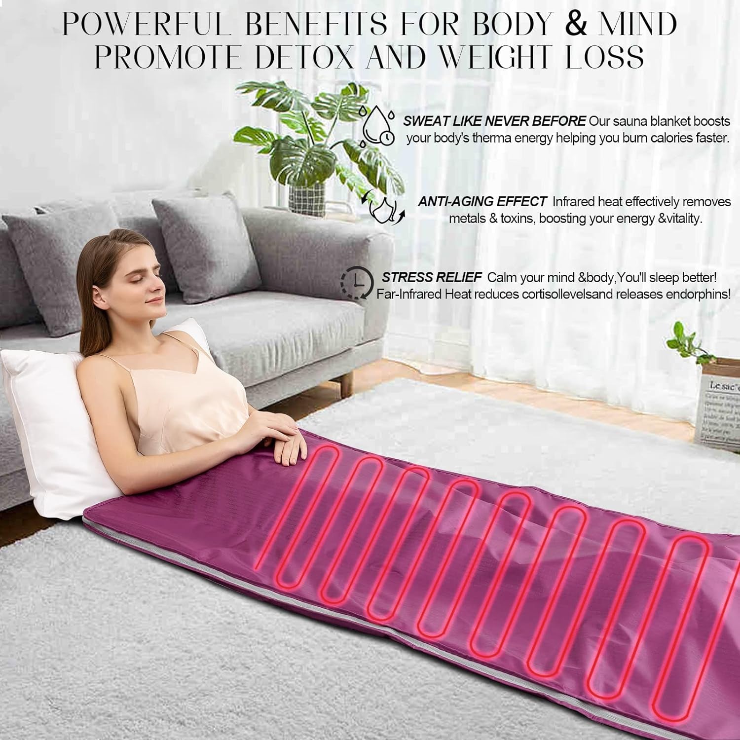 Infrared Sauna Blanket, Sauna Blanket for Home Use, Portable Sauna Infrared for Detoxification and Recovery, Adjustable 85-185°F Temperature Range